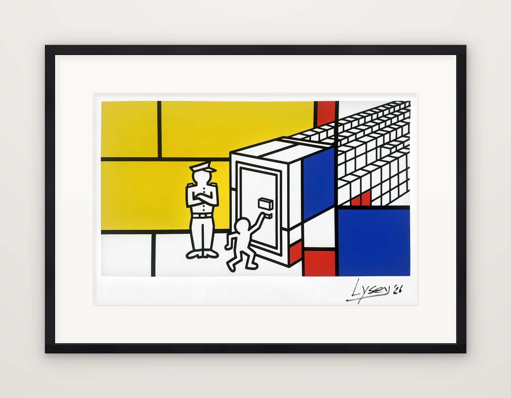 The Vault, framed impression: flat black frame with a wide white mount.