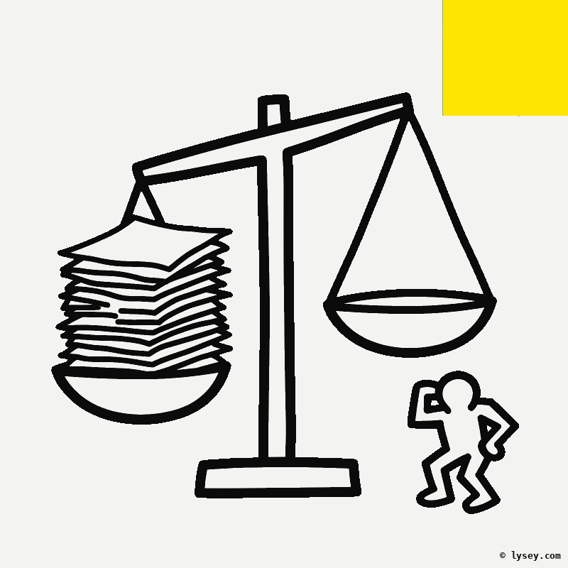 Illustratie: weegschaal met een stapel papier tegenover een lege schaal